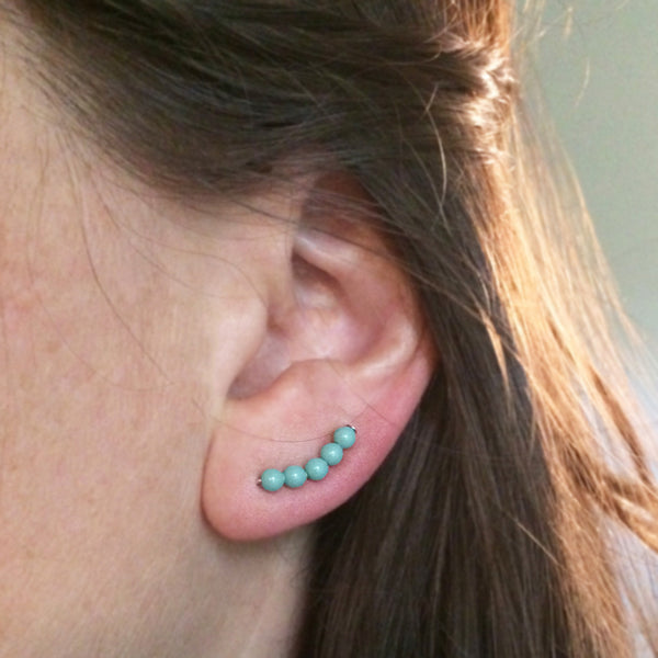 Jade Pearl Sweep Ear Climbers