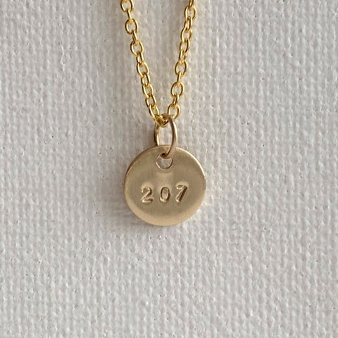 Tiny 1/4" Gold 207 Maine Necklace
