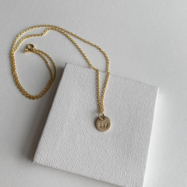 Tiny 1/4" Gold 207 Maine Necklace