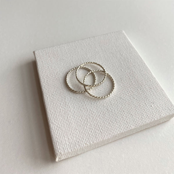 Super Skinny Hammered Twist Sterling Silver Ring