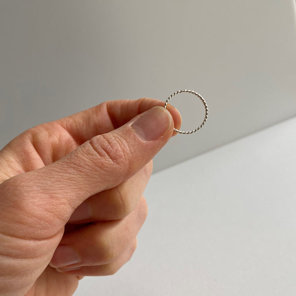 Super Skinny Hammered Twist Sterling Silver Ring