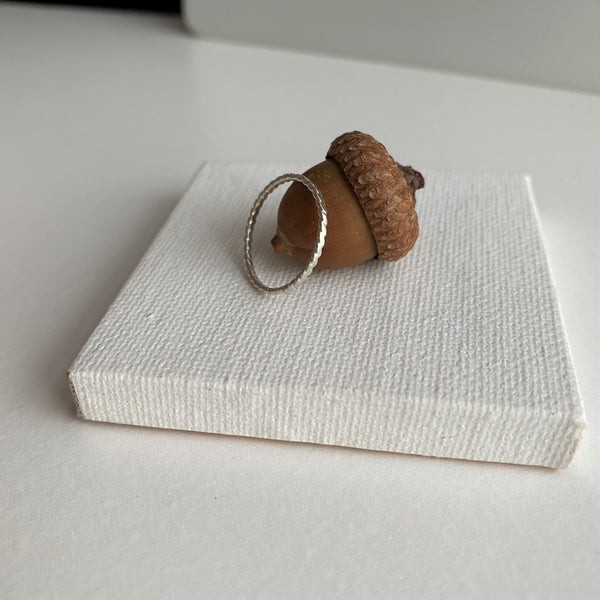 Super Skinny Hammered Twist Sterling Silver Ring