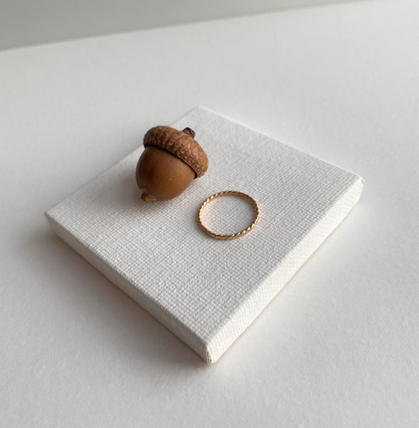 Super Skinny Hammered Twist Gold Ring
