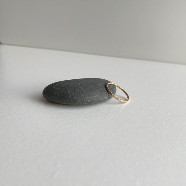Super Skinny Hammered Twist Gold Ring