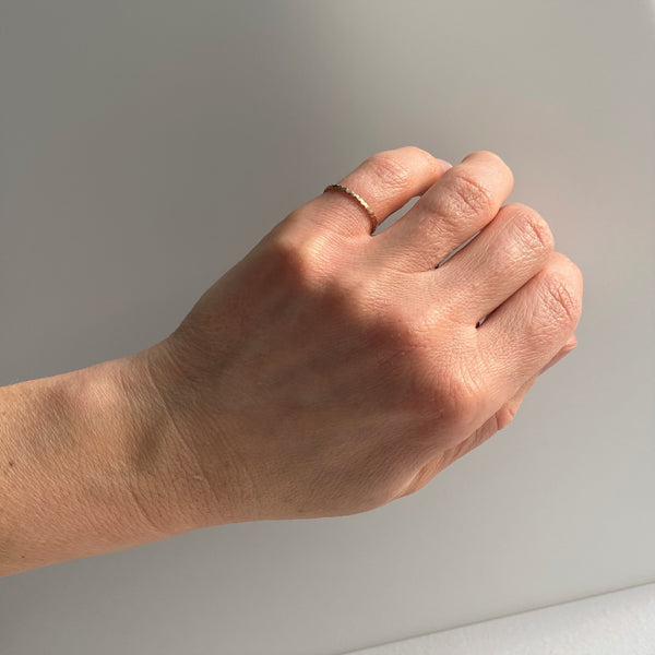 Super Skinny Hammered Twist Gold Ring