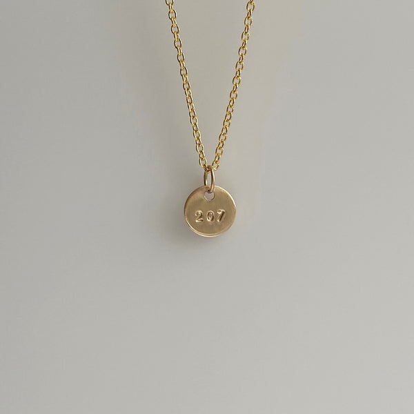 Tiny 1/4" Gold 207 Maine Necklace