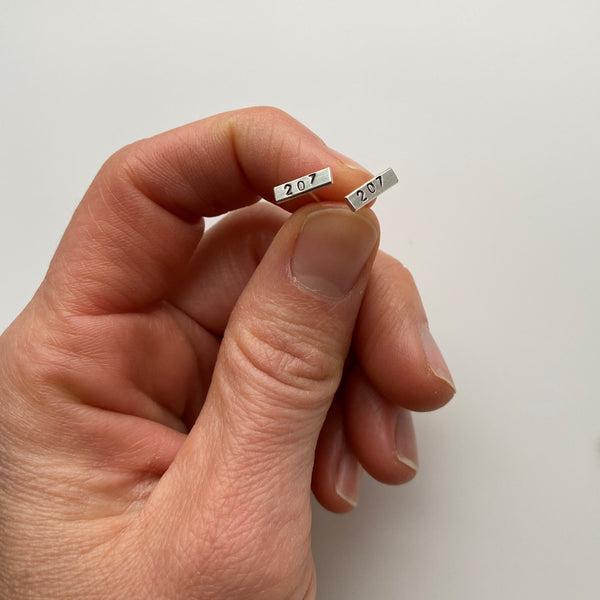 Small Maine 207 Bar Stud Earrings