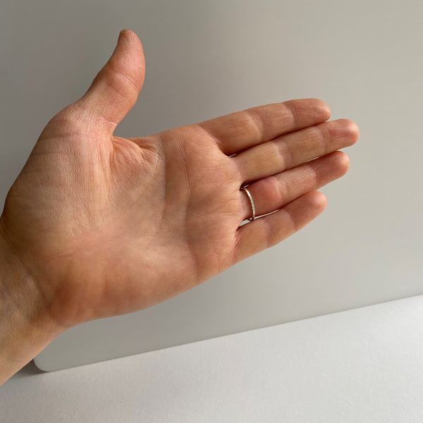 Super Skinny Hammered Twist Sterling Silver Ring