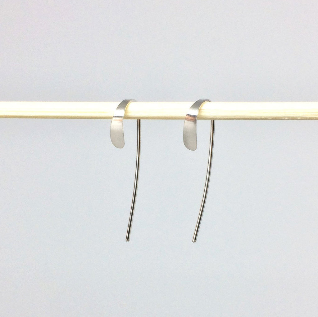 Small Silver Crescent Open Hoops