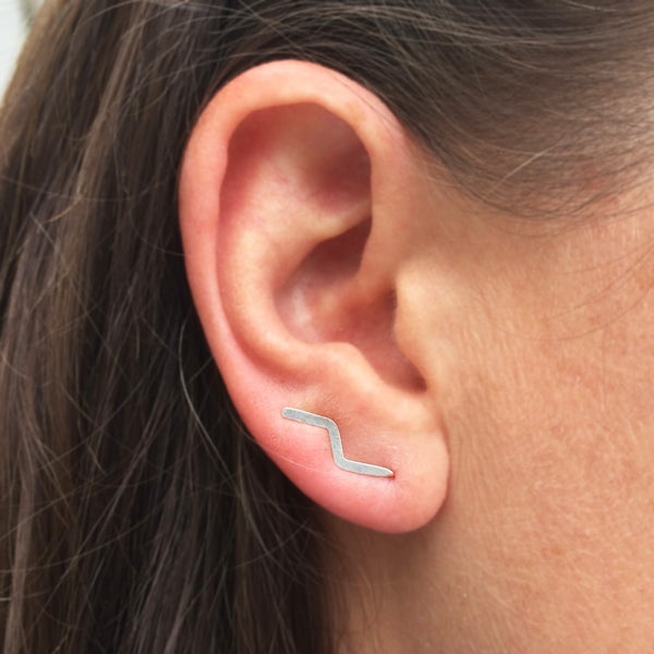 Silver Lightning Flash Ear Climber