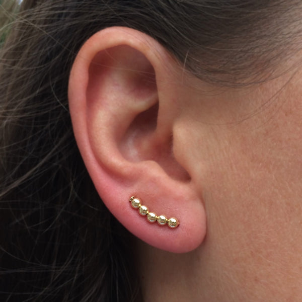 Small Gold Beaded Ear Climbers