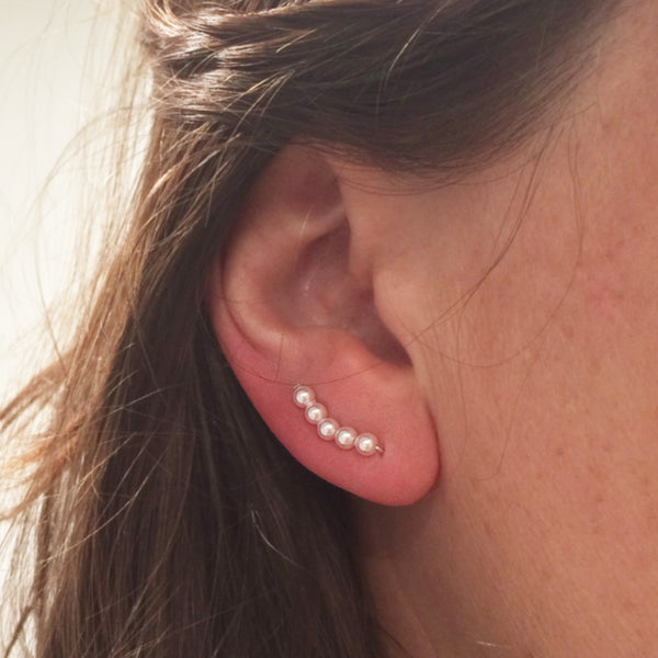 Pale Pink Pearl Sweep Ear Climbers