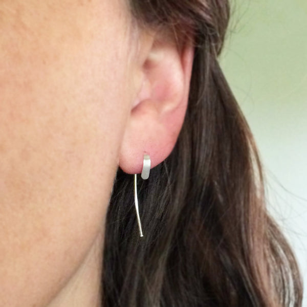 Small Silver Crescent Open Hoops