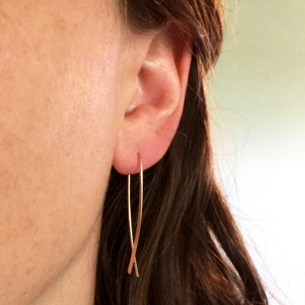 Rose Gold Crossover Open Hoops
