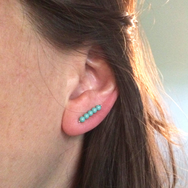 Straight Jade Pearl Ear Climbers