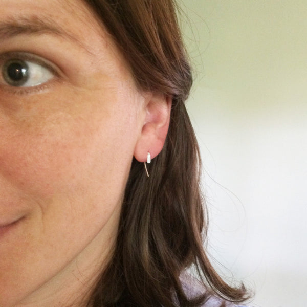 Tiny Silver Crescent Open Hoops