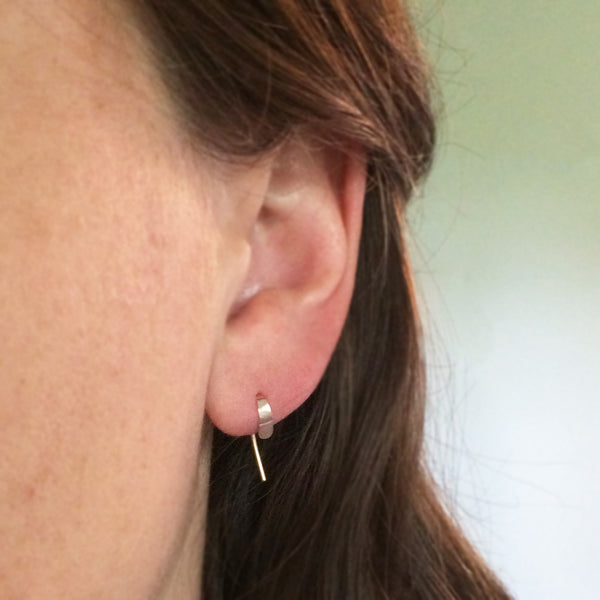 Tiny Rose Gold Crescent Open Hoops