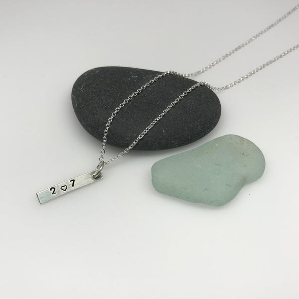 Maine 207 Heart Bar Necklace