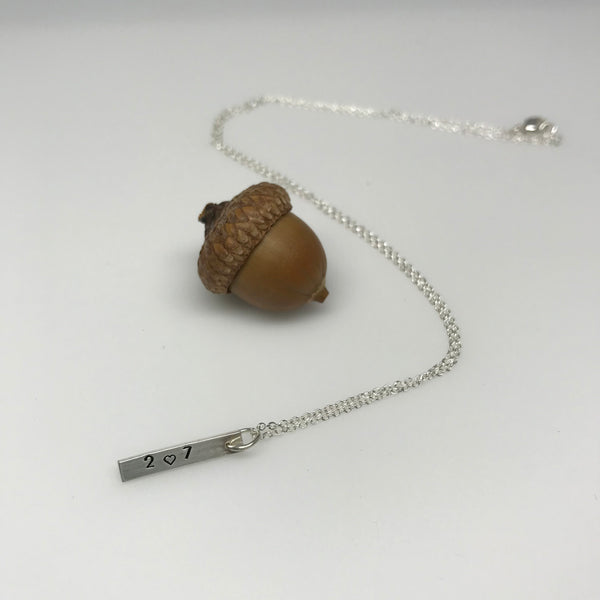 Maine 207 Heart Bar Necklace