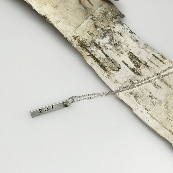 Maine 207 Heart Bar Necklace