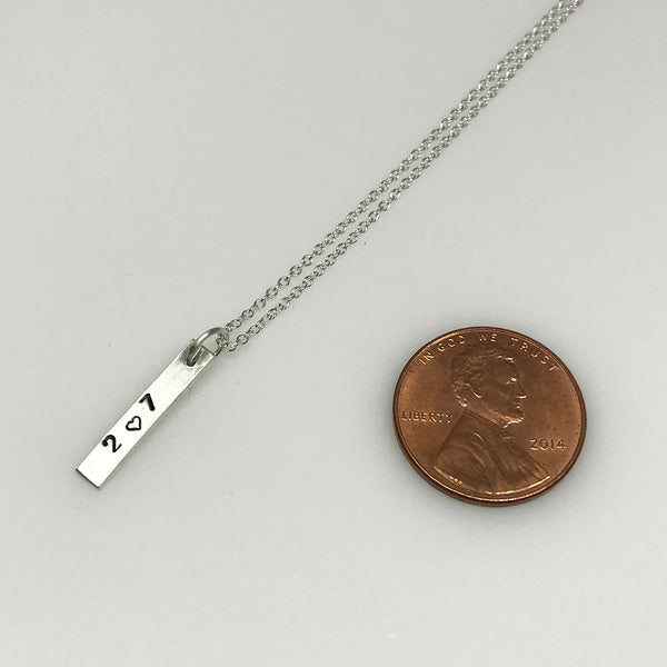 Maine 207 Heart Bar Necklace