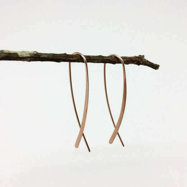 Rose Gold Crossover Open Hoops