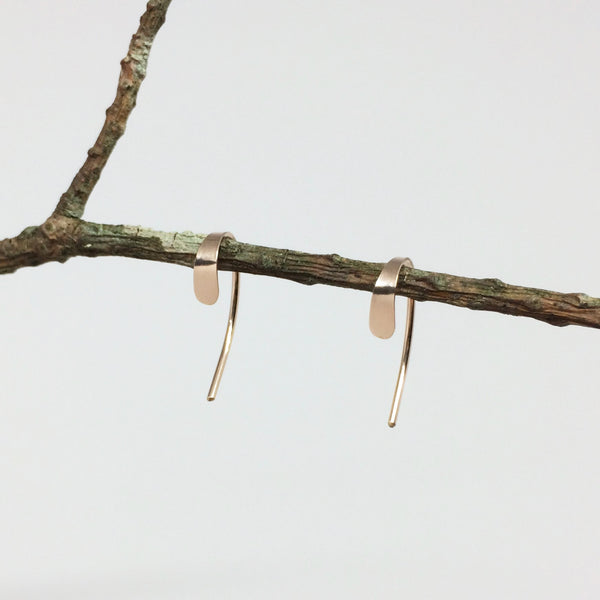 Tiny Rose Gold Crescent Open Hoops