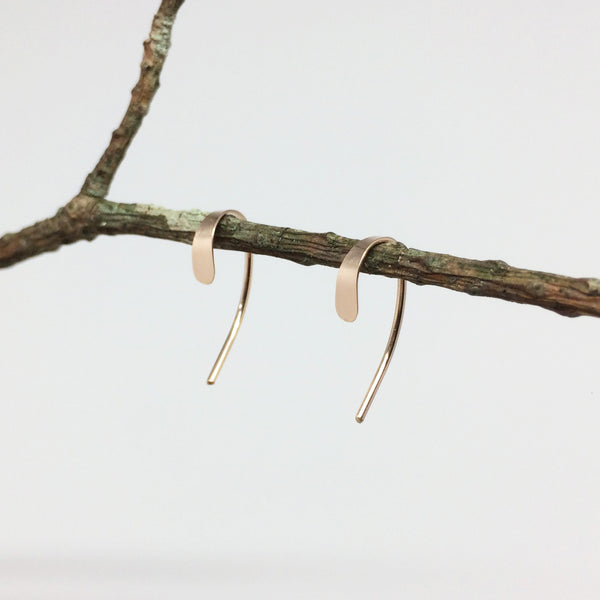 Tiny Rose Gold Crescent Open Hoops