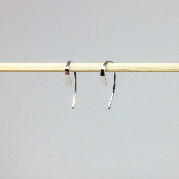 Tiny Silver Crescent Open Hoops