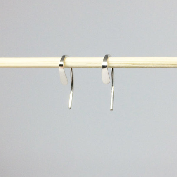 Tiny Silver Crescent Open Hoops