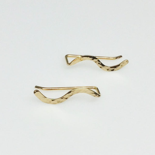 Gold Hammered Squiggle Ear Climber