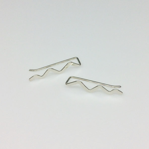 Silver Scribble Ear Climber