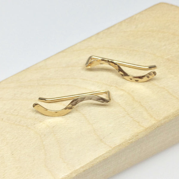 Gold Hammered Squiggle Ear Climber