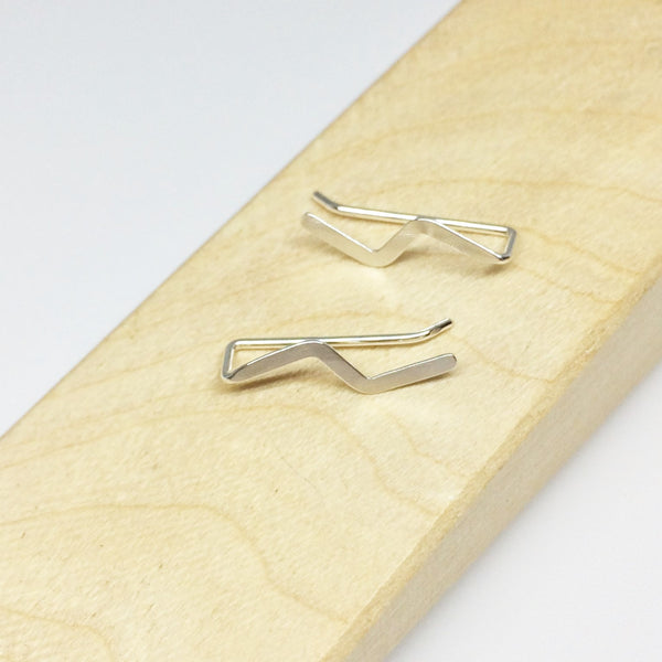Silver Lightning Flash Ear Climber