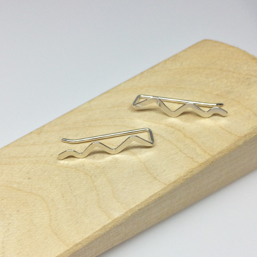 Silver Scribble Ear Climber