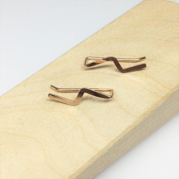 Rose Gold Lightning Flash Ear Climber