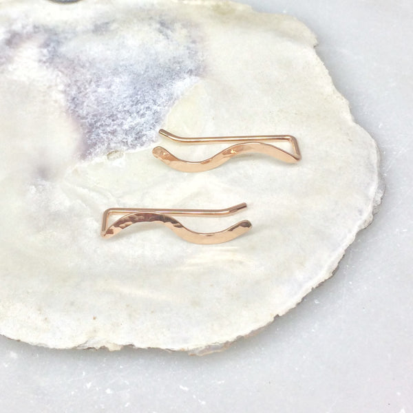 Rose Gold Hammered Squiggle Ear Climber