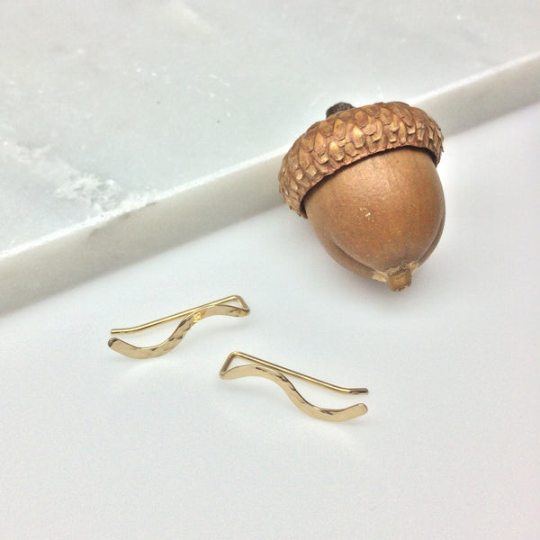 Gold Hammered Squiggle Ear Climber