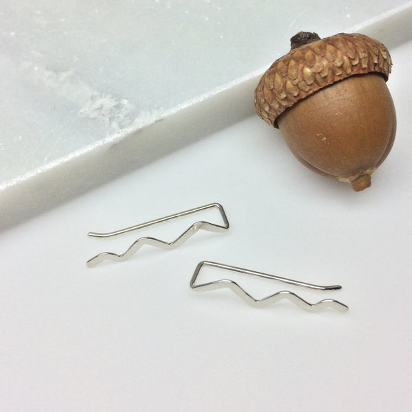 Silver Scribble Ear Climber