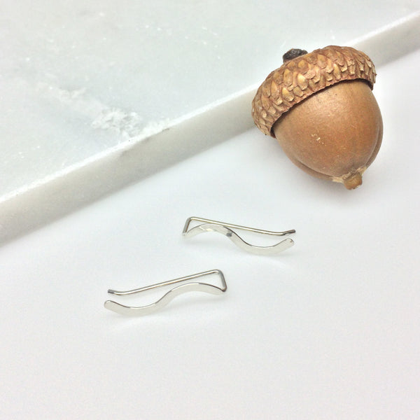 Silver Hammered Squiggle Ear Climber