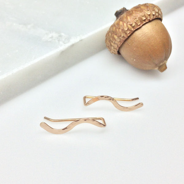 Rose Gold Hammered Squiggle Ear Climber
