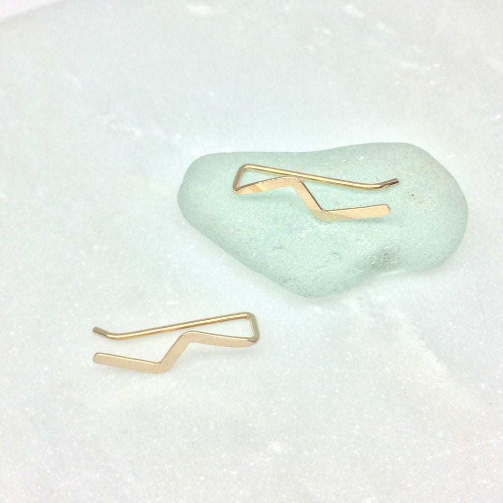 Gold Lightning Flash Ear Climber