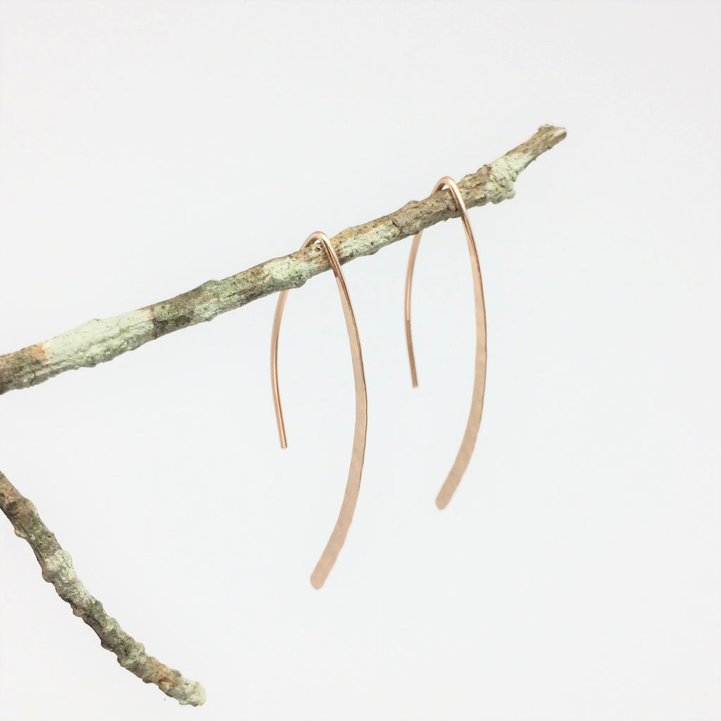 Rose Gold Marquise Open Hoop Earrings