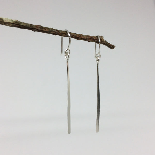 Long Silver Line Earrings