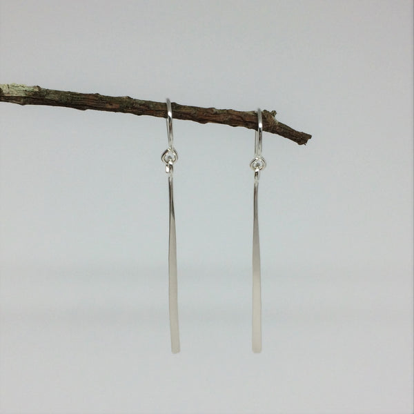 Long Silver Line Earrings