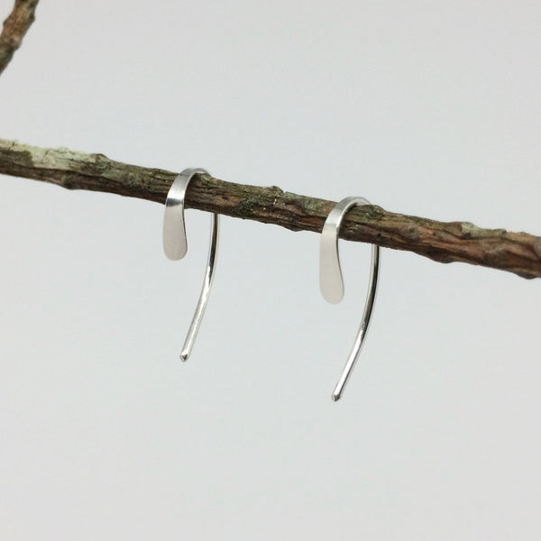 Tiny Silver Crescent Open Hoops