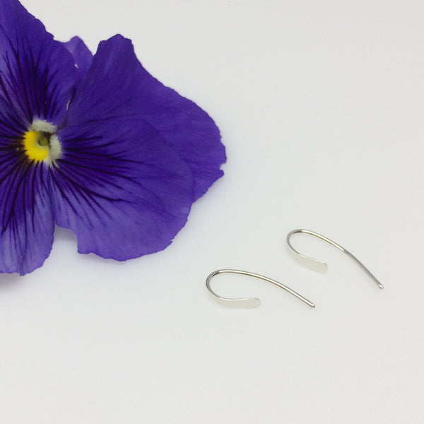 Tiny Silver Crescent Open Hoops
