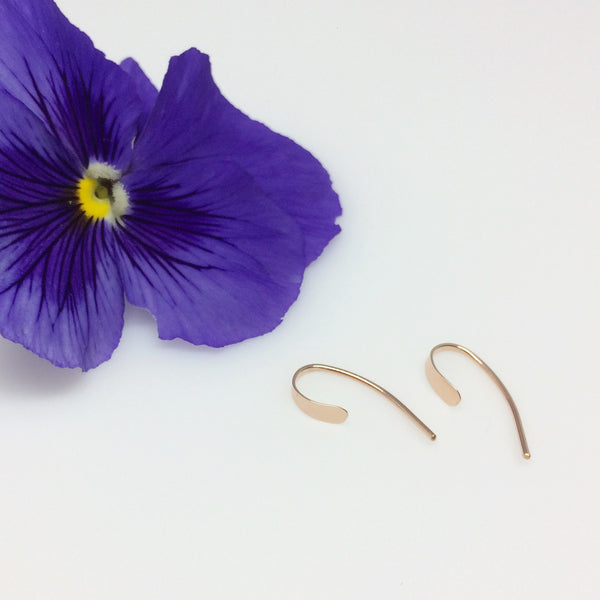 Tiny Rose Gold Crescent Open Hoops