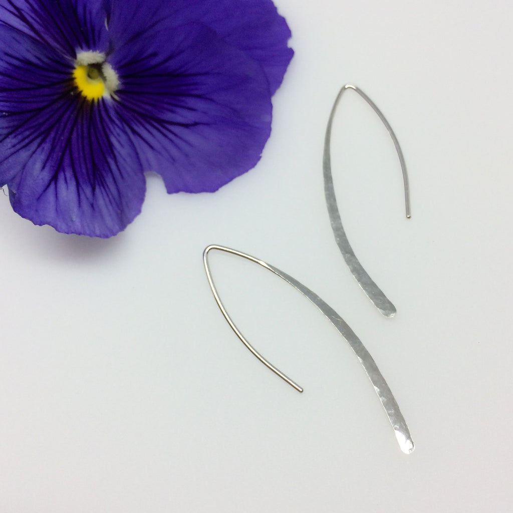 Sterling Silver Marquise Open Hoop Earrings