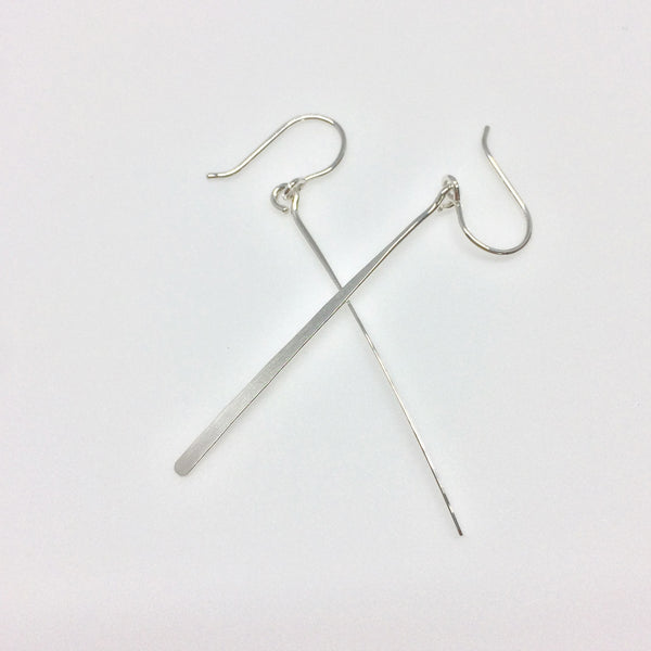 Long Silver Line Earrings
